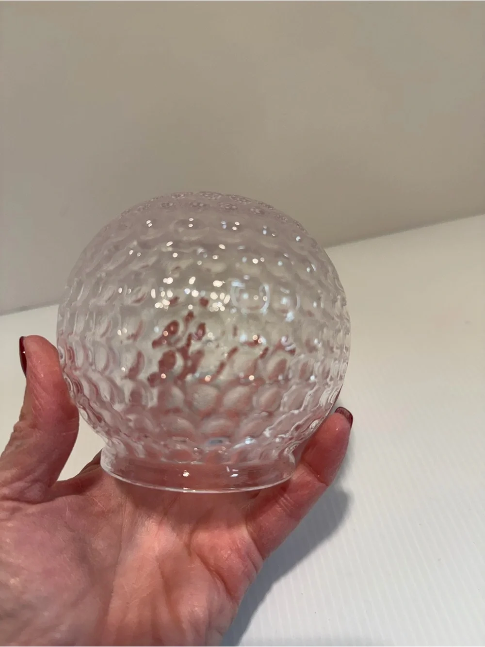 Vintage Clear Golf Ball Glass Votive Candle Holder / Fairy Lamp Shade